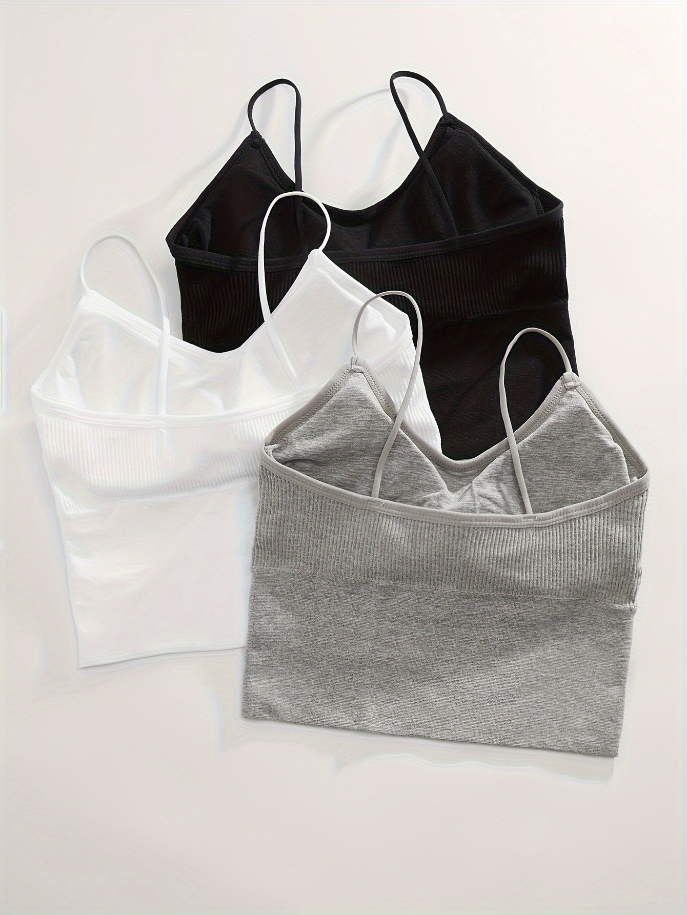 Solid Ribbed Wireless Bras Comfy & Breathable Intimates Bra