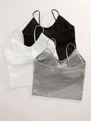 Solid Ribbed Wireless Bras Comfy & Breathable Intimates Bra