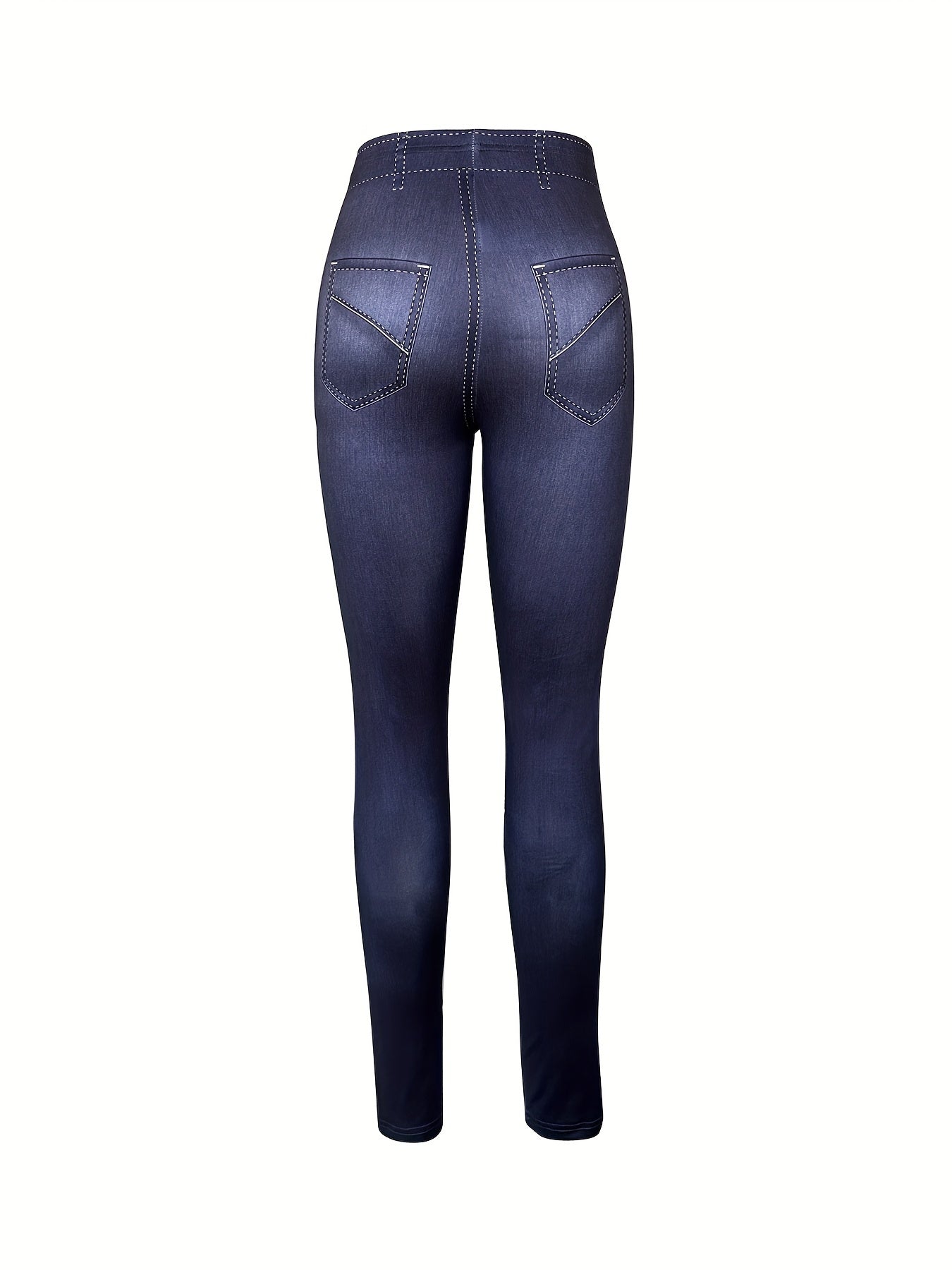 Faux Denim Print Yoga Pants Stretch Leggings for Women