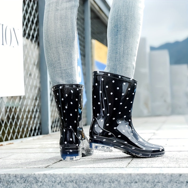Women's Waterproof Medium Tube Rubber Rain Boots