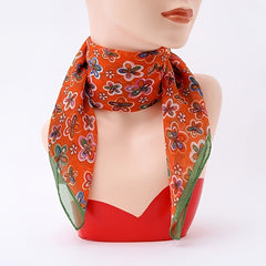 Thin Chiffon Scarf Women's Neckerchief Small Flowers Print Neck Scarves Hair Tie