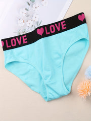 6pcs Letter Print Briefs Comfy & Stretchy Intimates Panties Women's Underwear