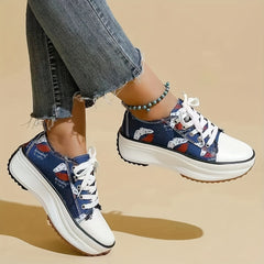 Women's Platform Canvas Lace Up Outdoor Shoes