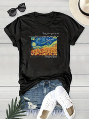 Graphic Casual T shirts Short Sleeve Round Neck Summer Sports Tee