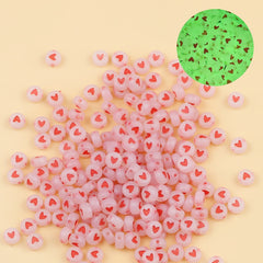 200pcs Luminous Acrylic Heart Beads For Jewelry Making