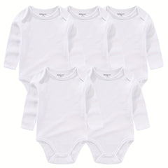 5Pcs Spring Autumn Unisex Long Sleeve Baby Boy Girl Bodysuits Cotton