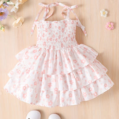 Baby Girls Allover Print Three Layer Skirt Suspender Dress Fairy