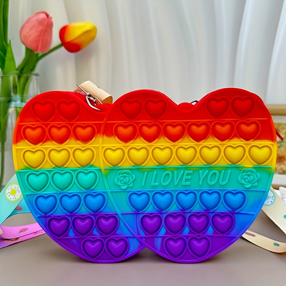 Heart Silicone Crossbody Bag Coin Purse Love Press Toy Girls