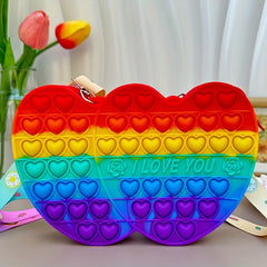 Heart Silicone Crossbody Bag Coin Purse Love Press Toy Girls
