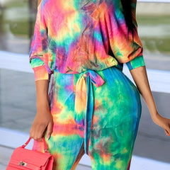 Tie Dye Off Shoulder Romper Jumpsuit Women's Clothing