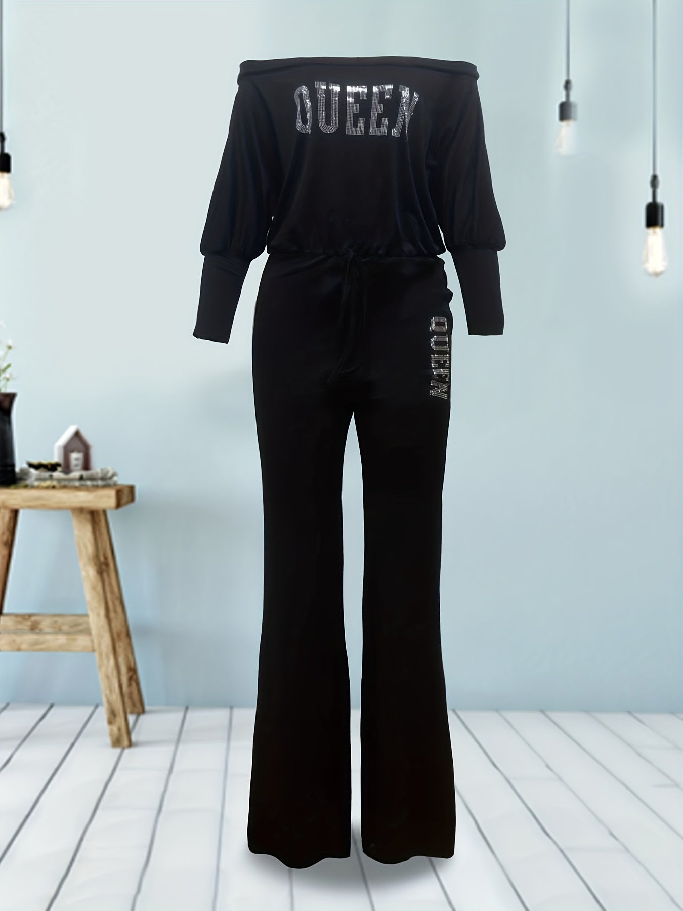 Off Shoulder Jumpsuit Wide Leg Casual Long Sleeve