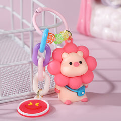 Cartoon Sun Flower Piggy Keychain for Kids & Girls