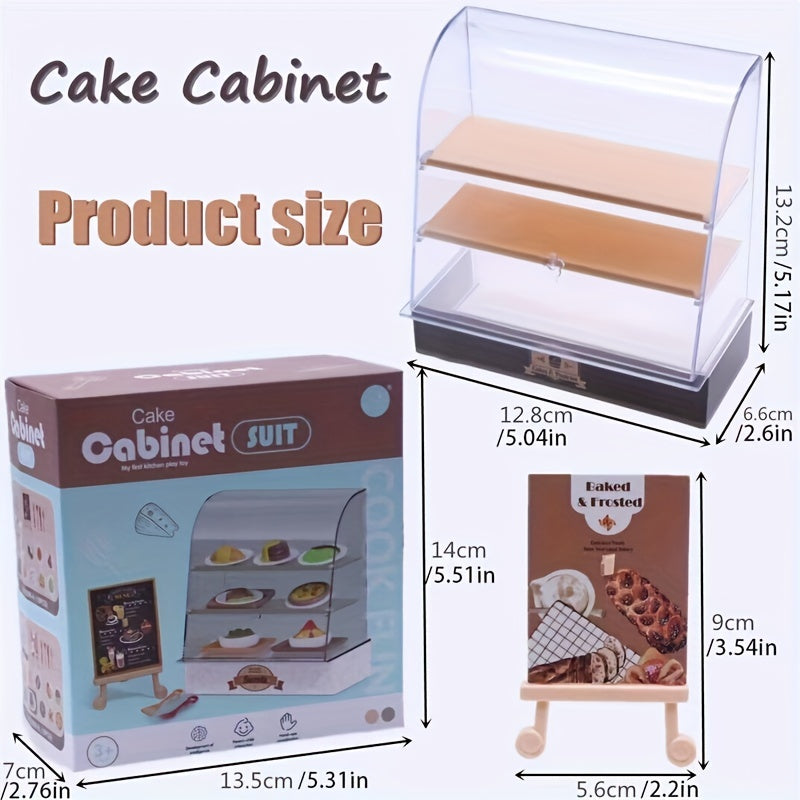 Mini Cake Cabinet Toy Display for Dollhouse Food Play Model & Dessert Scene
