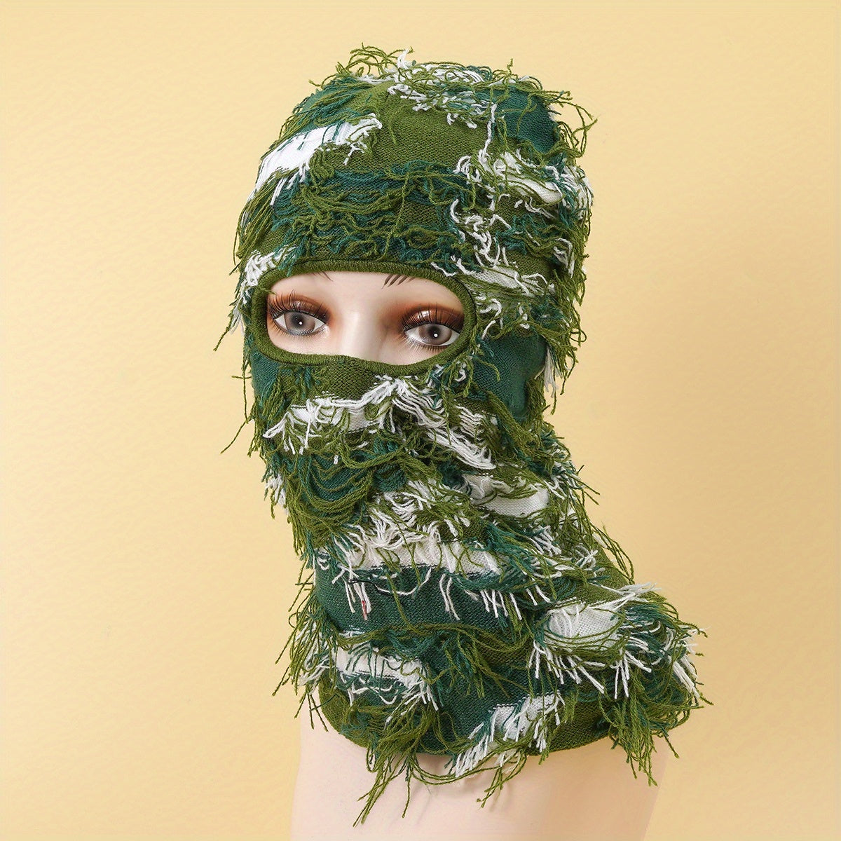 Camouflage Tassel Ski Mask Balaclava Unisex Anime Knit Hat Hip Hop