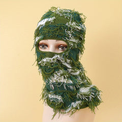 Camouflage Tassel Ski Mask Balaclava Unisex Anime Knit Hat Hip Hop