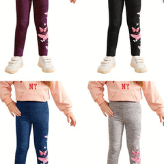 4 Pack Girls Pink Butterfly Ankle Pants Casual Active Legging Pants