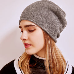 100% Cashmere Beanie Winter Hats Solid Knit Unisex Hat