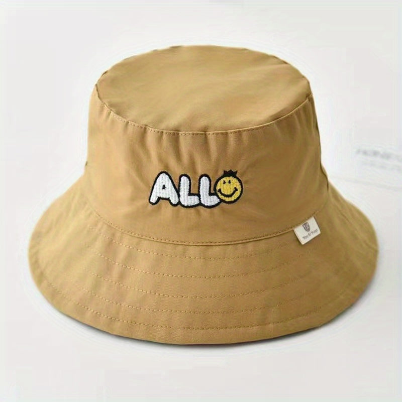 Baby Sunscreen Sun Hat Children's Basin Hat Happy Face Embroidery All-match Hat