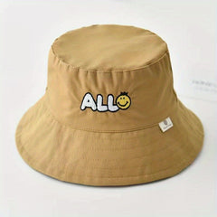Baby Sunscreen Sun Hat Children's Basin Hat Happy Face Embroidery All-match Hat