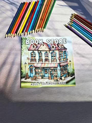 Charming Bookstore Coloring Book for Adults Intricate Designs Perfect Gift