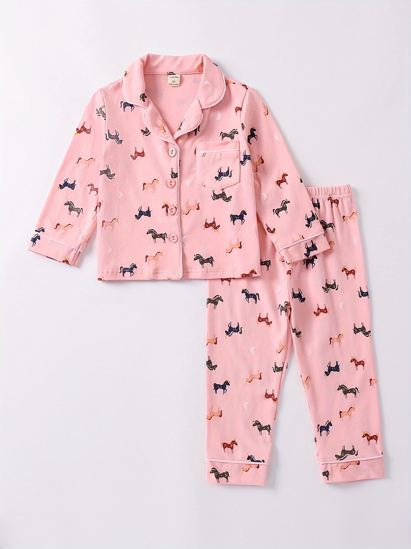 Girls 2pcs Unicorn Print Pajama Set