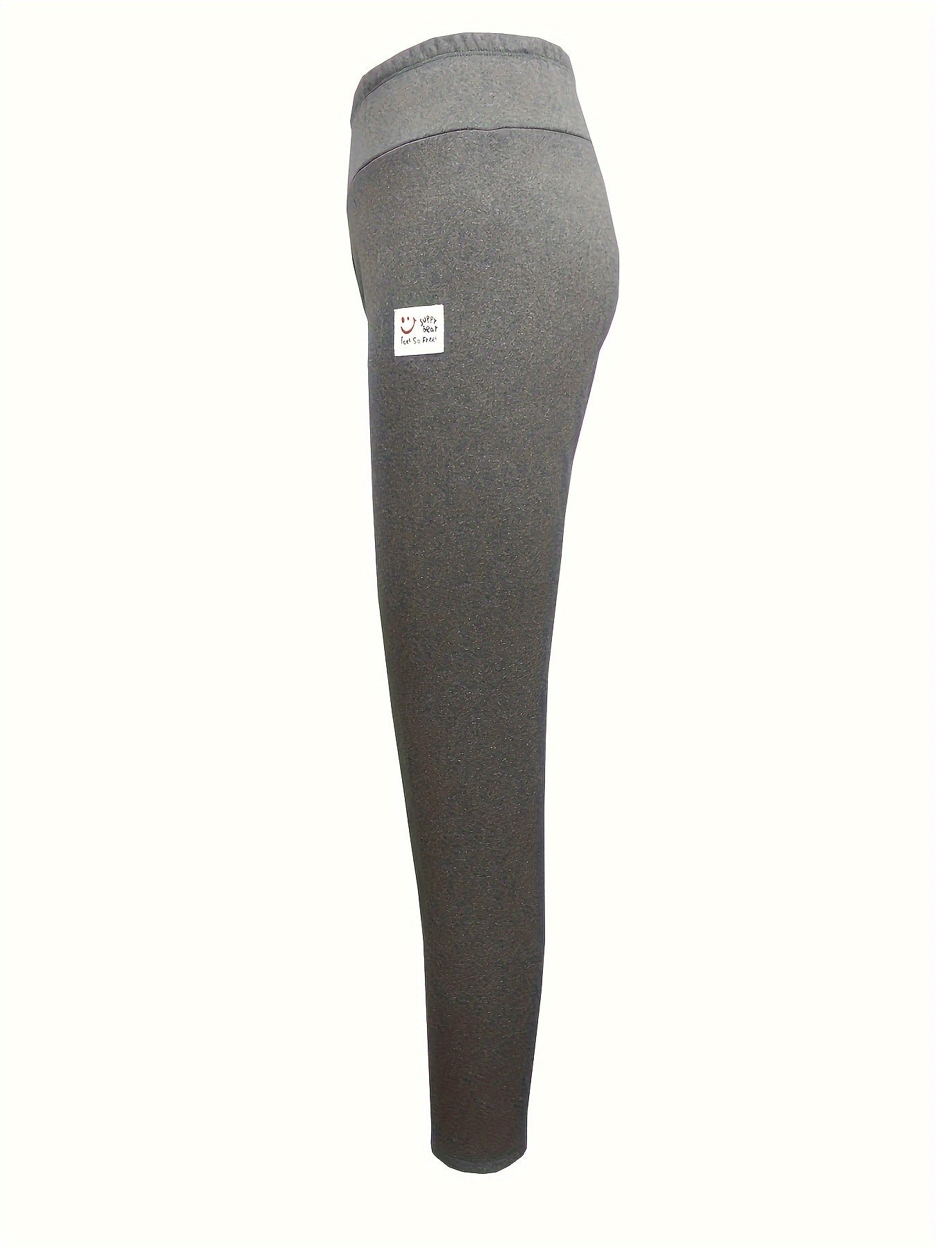 Winter Fleece-Lined Sports Leggings with Face Patch