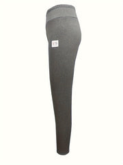 Winter Fleece-Lined Sports Leggings with Face Patch