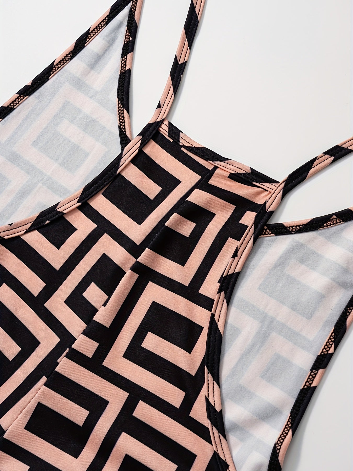 Geo Print Pockets Overall Jumpsuit for Women