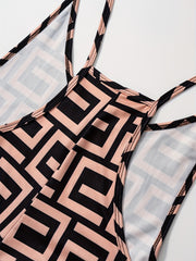 Geo Print Pockets Overall Jumpsuit for Women