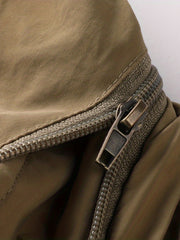 Pocket Hooded Windbreaker Jacket Men's Zip Up Stand Collar Coat