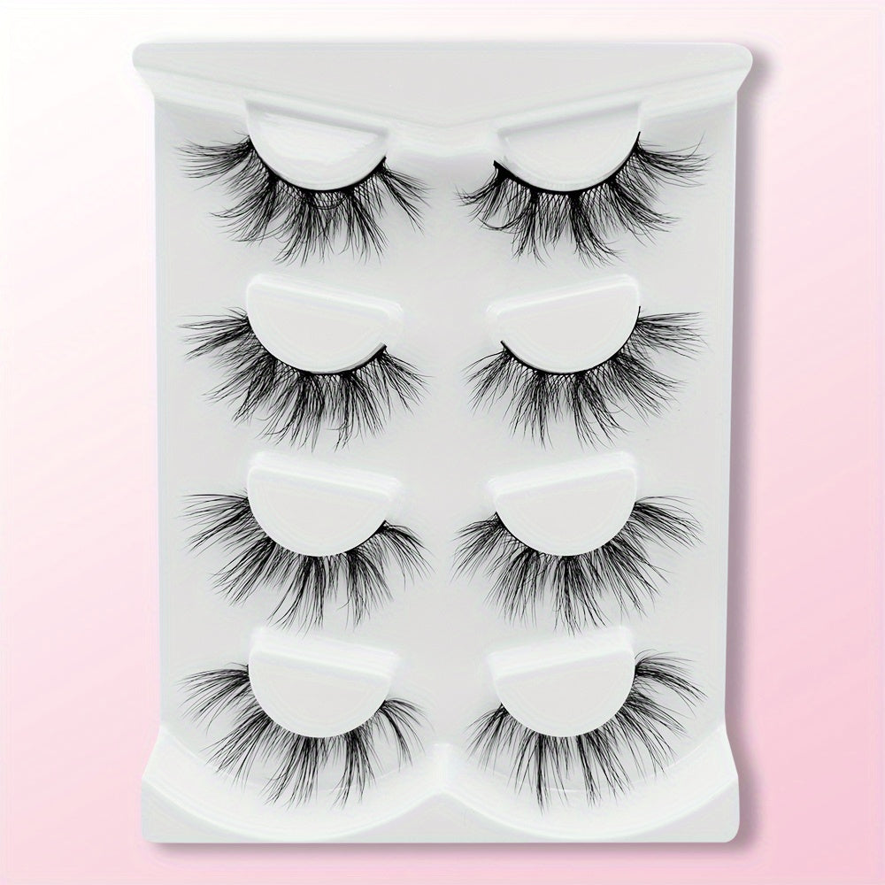 4 Pairs 3D Thick Mink False Eyelashes Natural Cross Messy Volume Lashes