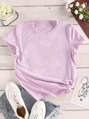 Casual Round Neck Short Sleeve Sports Top Women's Clothing