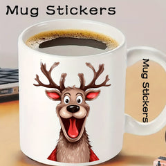 12pcs Christmas Deer Cartoon Vinyl Stickers for Cup Laptop Helmet DIY