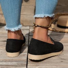 Women's Solid Loafers Casual Slip On Sneakers Comfortable Walking Shoes