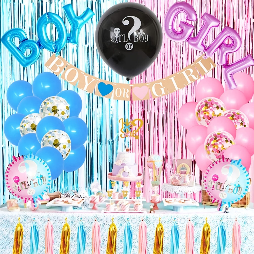 Gender Reveal Party 105pcs Decoration Set with 36" Balloon Pink & Blue Balloons