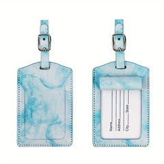 Marble Pattern Luggage Tag Lightweight PU Leather Travel Accessories