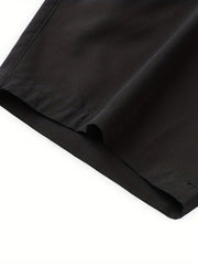 Quick Drying Zipper Pockets Shorts Men's Casual Solid Slightly Stretch Shorts
