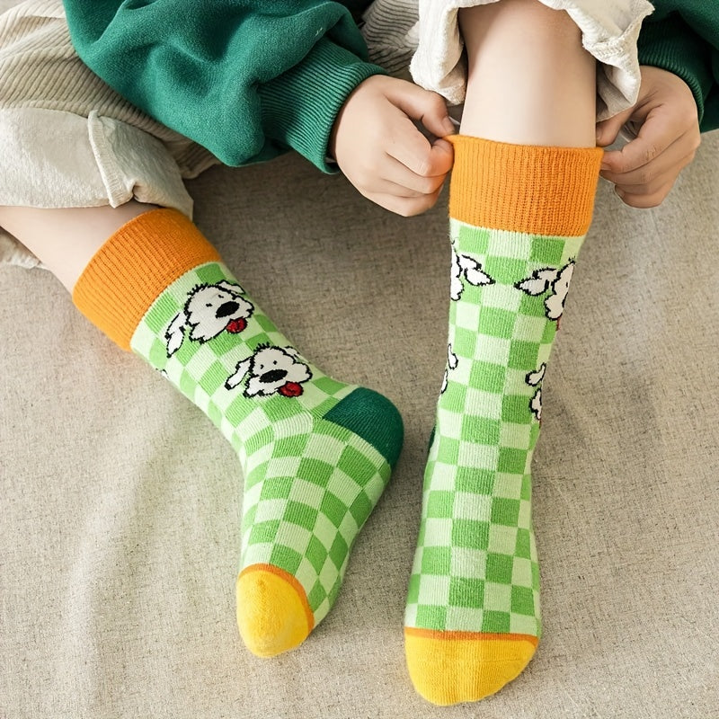 5 Pairs Kids Sports Socks Hip hop Cartoon Pattern Odor Resistant Breathable