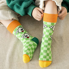 5 Pairs Kids Sports Socks Hip hop Cartoon Pattern Odor Resistant Breathable