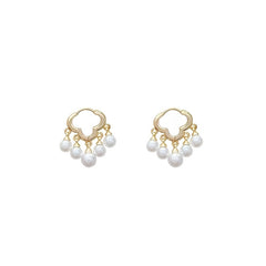 2pcs Girls Cloud Tassel Faux Pearl Fairy Earrings Set