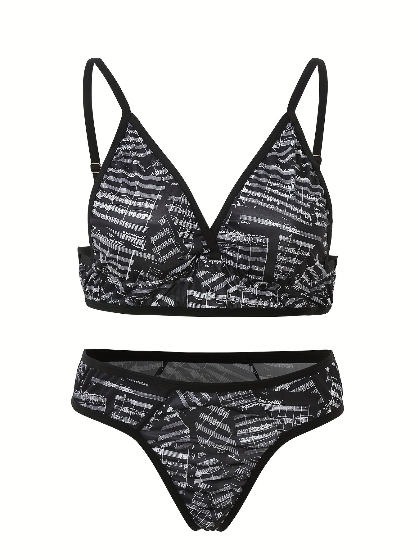 Plus Geo Print Bralette & Panty Set