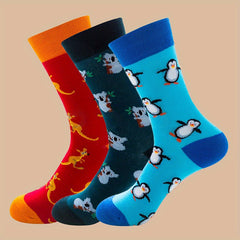 Men's Cartoon Pattern Crew Socks Cotton Blend Casual Unisex Socks