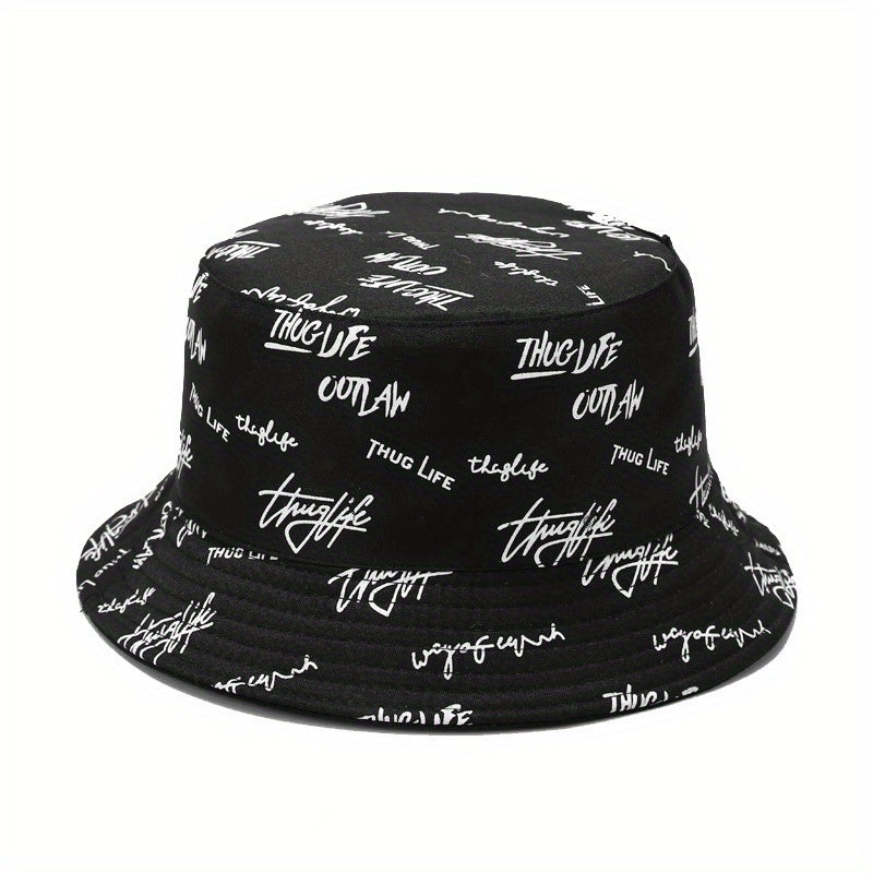 Embroidered Bucket Hat Men Outdoor Travel Vacation Beach Hat