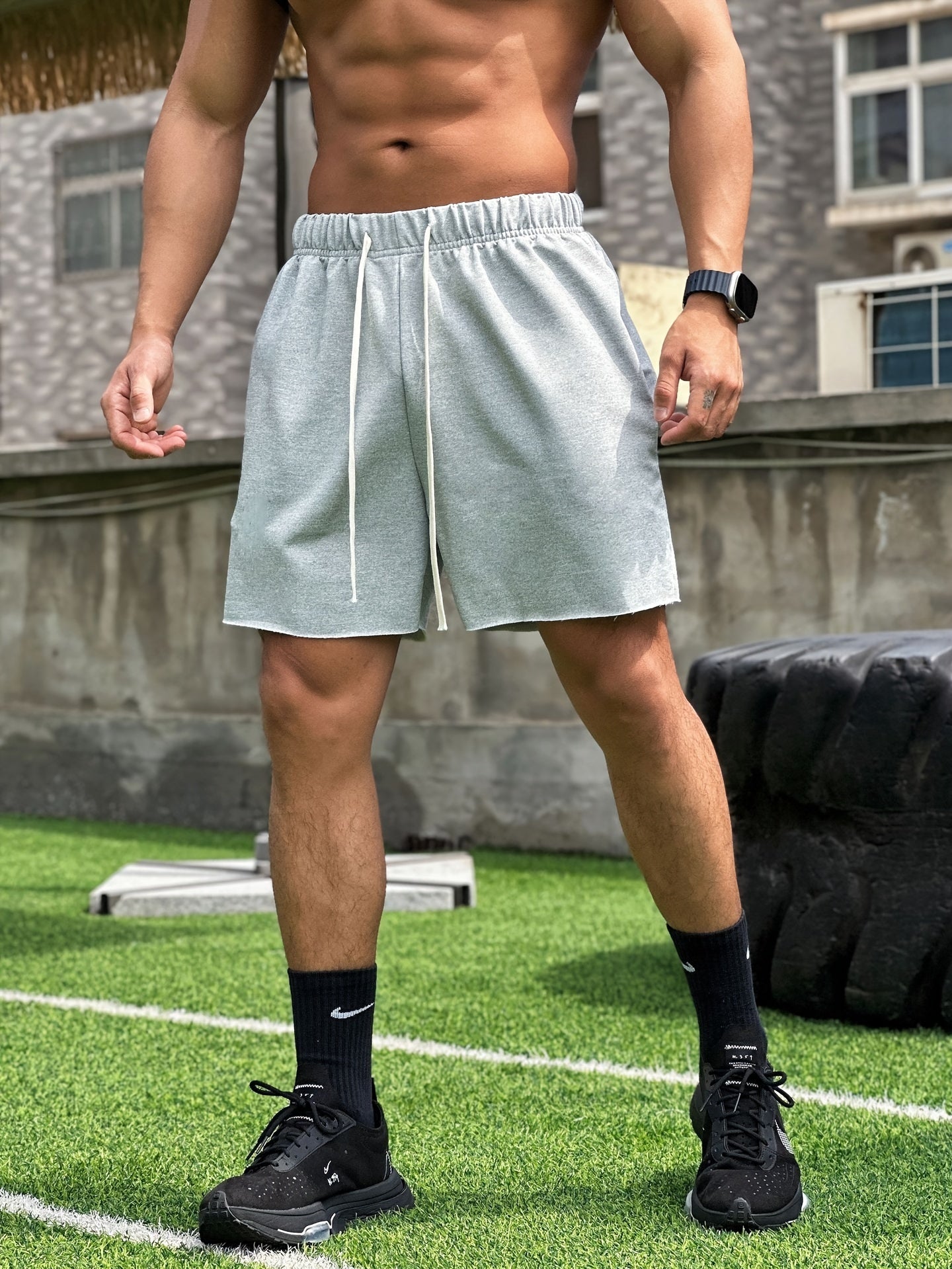 Men's Solid Loose Shorts w/ Pockets Drawstring Active Breathable Comfy