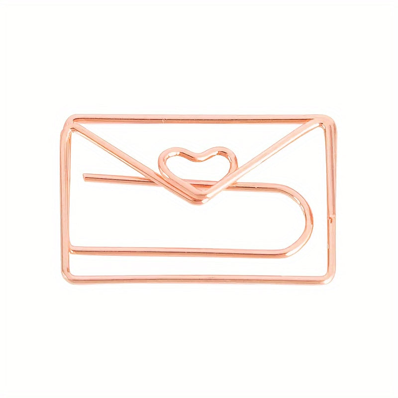 Rose Paper Clips Metal Bookmark Envelope Shape Planner Clip Office Supplies