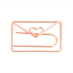 Rose Paper Clips Metal Bookmark Envelope Shape Planner Clip Office Supplies