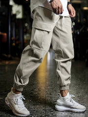 Smile Print Cargo Pants Men's Flap Pocket Trousers Loose Casual Outdoor Pants