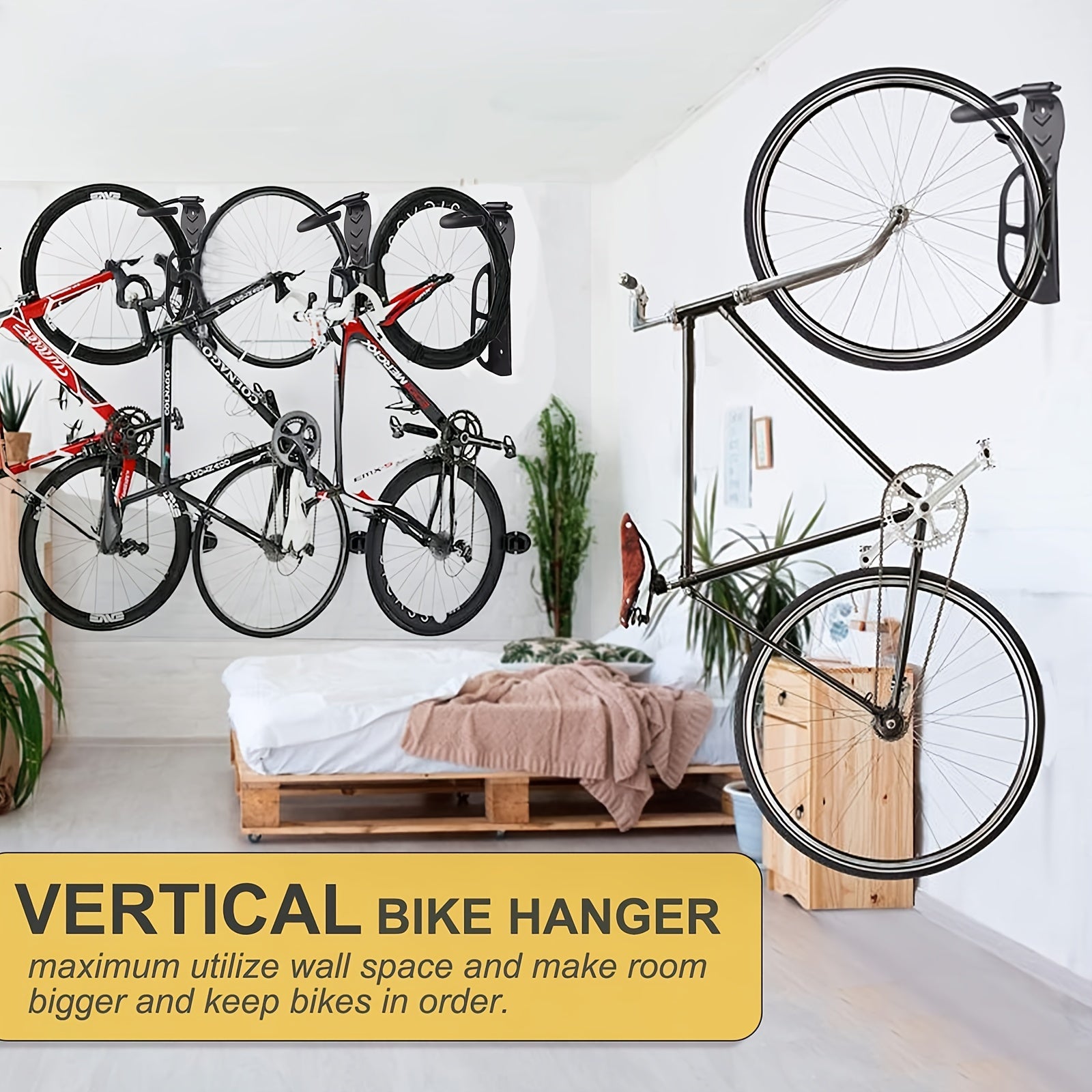 StoragePro Wall Mount Bike Rack - 65 Lb Capacity - Easy to Hang & Organize