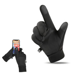 Winter Cycling Gloves Men Waterproof Touch Screen Fleece Lined Non Slip Grip