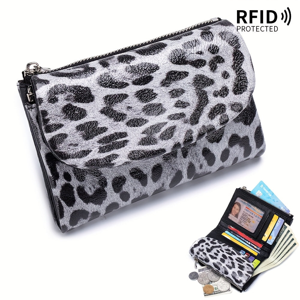 Women's Magnetic Closure Trifold Wallet with Zipper Pocket